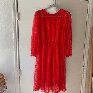 Lace long sleeve midi dress